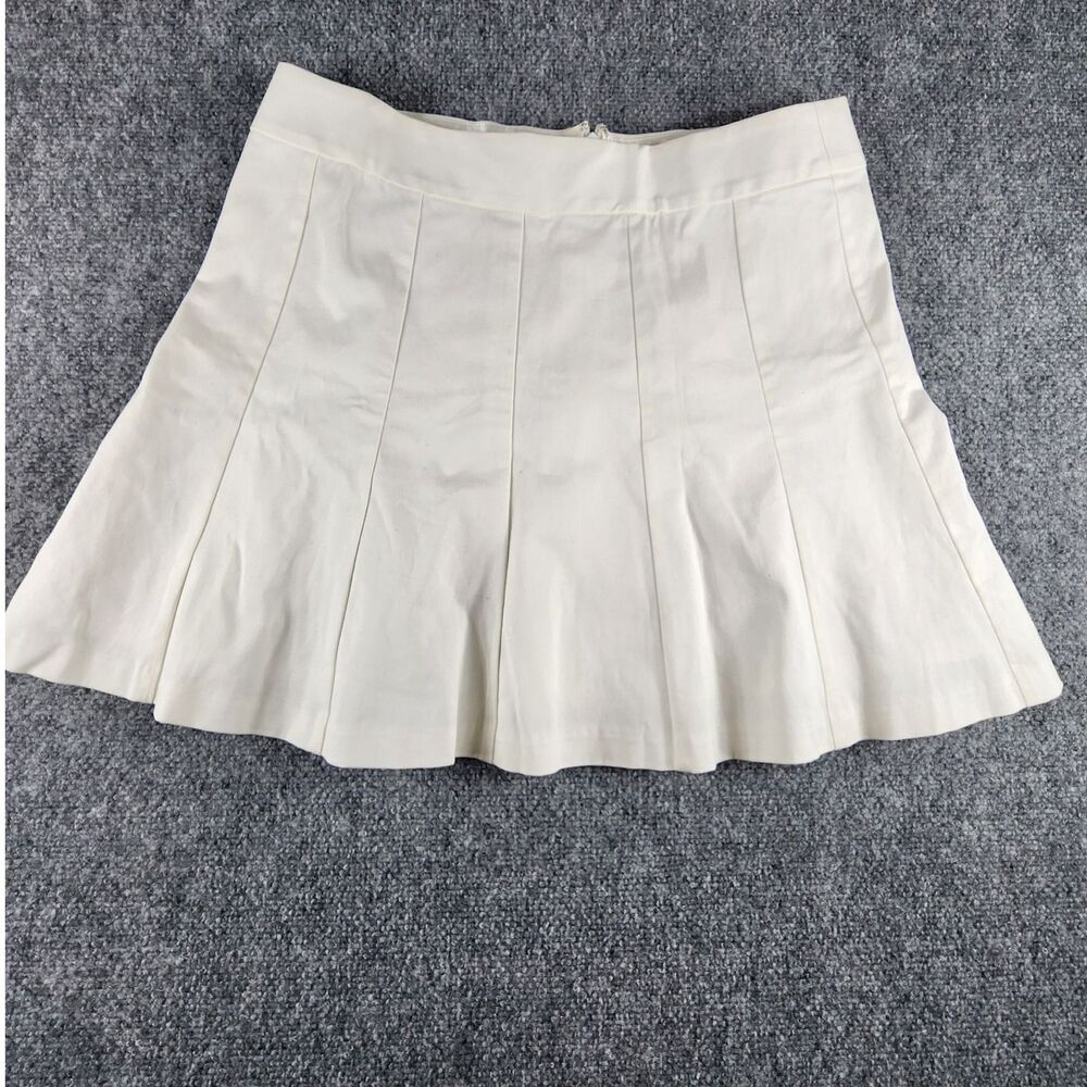 Banana Republic White Pleated Mini Skirt Size 12P Petite New With Tags